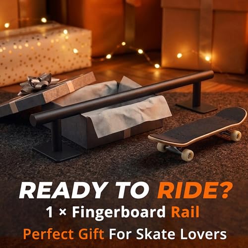 Fingerboard Rail 11" Metal Round Grind Rail Non-Slip Stable Base for Smooth Slides & Grinds Fingerboard Trick Training Obstacle Fits Tech Deck Mini Skate Park & Desk Setup