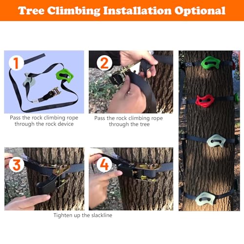 16pcs Tree Climbing Rocks Holds for Kids, 6 Ratchet Straps | 350lb, Non-Slip, Outdoor Obstacle Course Training Adventure Play, Ninja Accessories, Easy Install Hardware CPSC Approval - size: Rock Climbing
