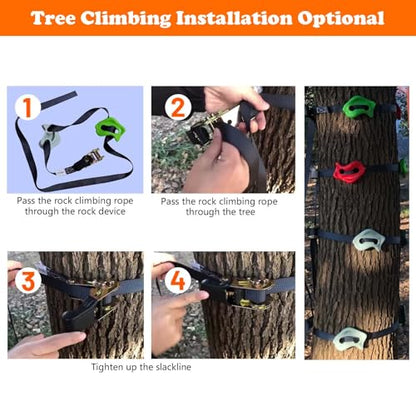 16pcs Tree Climbing Rocks Holds for Kids, 6 Ratchet Straps | 350lb, Non-Slip, Outdoor Obstacle Course Training Adventure Play, Ninja Accessories, Easy Install Hardware CPSC Approval - size: Rock Climbing