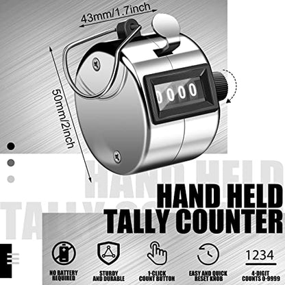 Kingdder 25 Pcs Hand Held Tally Counter 4 Digit Mechanical Palm Click Counter Handheld Tally Number Clicker for Counting Numbers Golf Sports Events Office Stadium - color: Silver