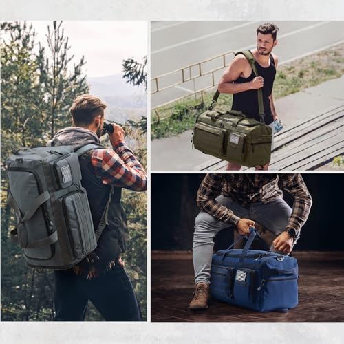 G4Free 3-in-1 Travel Duffle Bag for Men and Women, 50L Large Gym Sports Bags Tactical Military Duffle Backpack with Shoes Compartment and Wet Pocket (Dark Gray) - color: Dark Grey