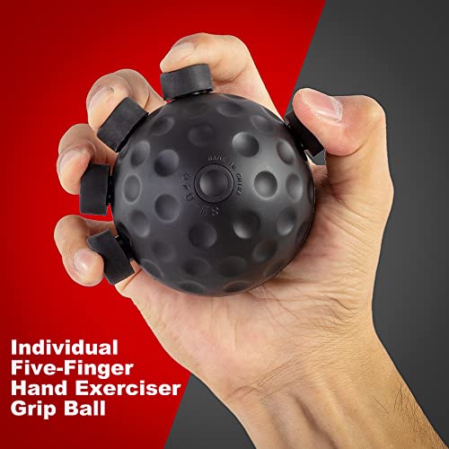 Ultimate Finger Hand Strengthener Grip - Adjustable Resistance Hand Balls Gripper Exerciser Strength Trainer for Forearm Guitar Training Musician Rock Climbing Therapy (Pro Plus, Black/Black)