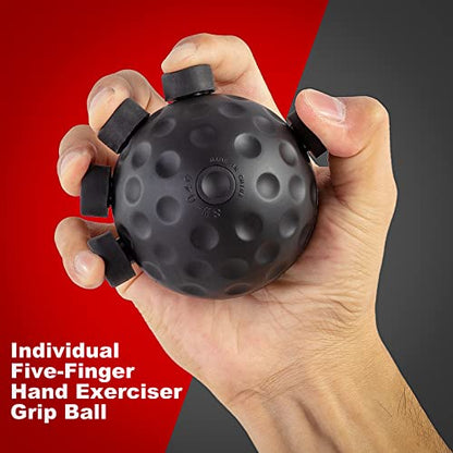 Ultimate Finger Hand Strengthener Grip - Adjustable Resistance Hand Balls Gripper Exerciser Strength Trainer for Forearm Guitar Training Musician Rock Climbing Therapy (Pro Plus, Black/Black)
