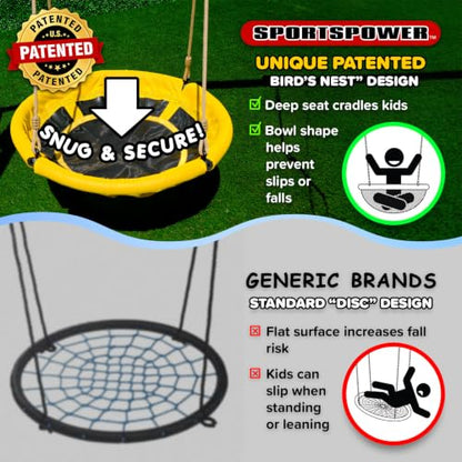 Sportspower Swing Climb and Glide Metal Swing Set 6 in 1: Heavy-Duty A-Frame, Belt Swing, Glider, Saucer, Climbing & Net Ladders (Green)
