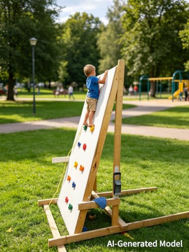 KINSPORY 20pc Rock Wall Climbing Holds for Kid, Play Set Climber Attachment | Colourful anti-slip pig nose rocks, two blue handles, complete mounting hardware for indoor outdoor playground building