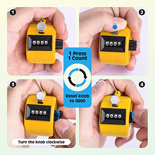 Colour Counters, Tally 4-dight Clicker Counter, ABS Handheld Counters Clicker for Counting, Golf, Scoring, Knitting