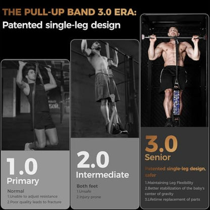 Innstar Pull Up Assistance Bands, Heavy Duty Resistance Band for Pull Up Assist, Adjustable Resistance 165-265lbs with Fabric Feet/Knee Rest, Pull Up Bands Assistance Bands - color: Upgrade Black 265lbs