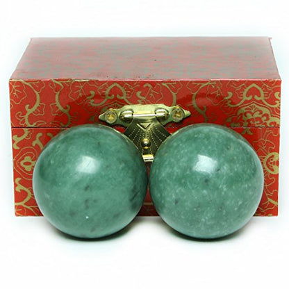 BRABUD 1.57in Marble Green Baoding Balls, Hand Exercise Massage Balls | Chinese Health Hand Balls, Stress Relieve, Therapy Balls, for Small Hands, with Box - size: 1.57 Inch (Pack of 2)