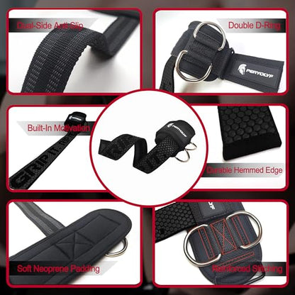 Double-Side Anti-Slip PERYOLYF Lifting Straps with D Ring - Adjustable Gym Straps for Deadlifts, Weightlifting & Cable Machine - Thick Wrist Support for Men & Women - color: Black
