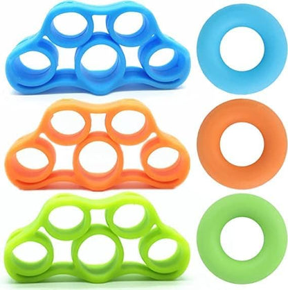 Finger Exerciser, Hand Grip Strengthener, Grip Strength Trainer (6 PCS)*New Material*Forearm Grip Workout, Finger Stretcher, Relieve Wrist Pain, Carpal Tunnel, Trigger Finger, Mallet Finger