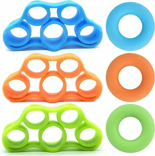 Finger Exerciser, Hand Grip Strengthener, Grip Strength Trainer (6 PCS)*New Material*Forearm Grip Workout, Finger Stretcher, Relieve Wrist Pain, Carpal Tunnel, Trigger Finger, Mallet Finger