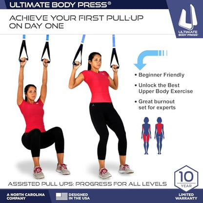 Wall Mount Pull Up Bar with Extra Clearance, Fits 16" Studs by Ultimate Body Press - color: Wall Mount Pull Up Bar and Strap System
