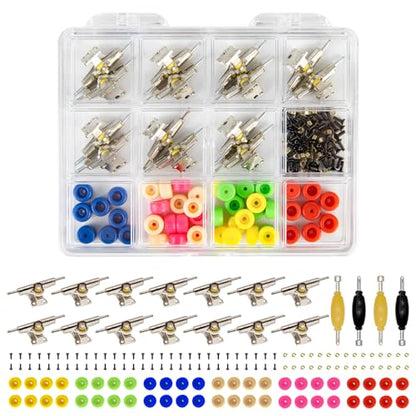 Fingerboard Repair Kit -Includes Box & Tools-Mini 96mm Finger Skateboard Parts Include 14 Brackets 48 Multicolour Wheels 60 Screws 30 Nuts 4 Screwdriver(Trucks-31mm & Box) - color: Trucks-31mm & Box
