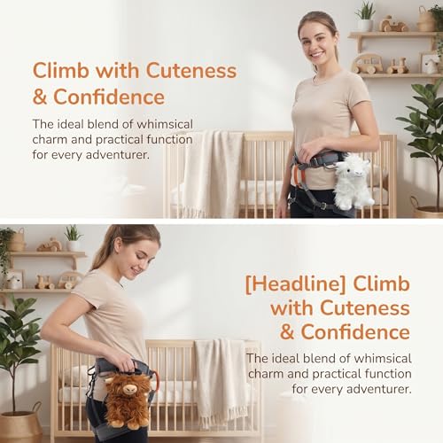 Highland Cow Plush Rock Climbing Chalk Bag, Cute Plush Animal，Drawstring Closure & Adjustable Belt，Bouldering & Gymnastics, Soft Fluffy Cow Chalk Pouch, Unique Climbing Gear Gift for Climbers - color: brown