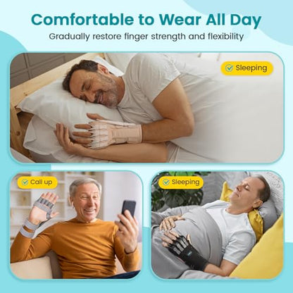 Radial Nerve Palsy Splint Brace for Wrist drop, 5 Fingers Extension, Stroke Patient Recovery, Finger Limp, Crutch Palsy, MCP Arthroplasty, for both Left and Right Hand - Beige - color: Beige