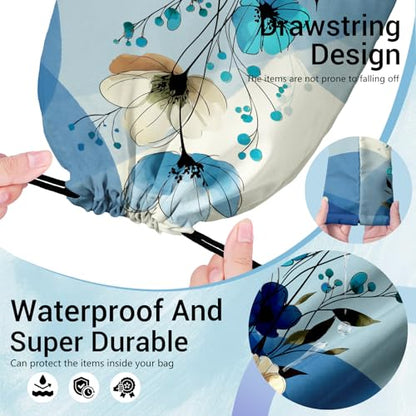 Gymnastics Grip Bag Blue Poppy Flower Gymnastics Pouch Lightweight String Athlete Bag - color: Blue Flower