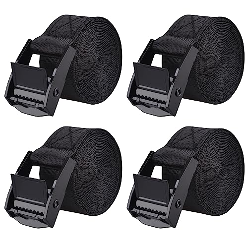 Cinch Tie Down Strap Lashing Straps Heavy Duty Nylon Straps with Cam Buckles for Cargo, Trucks, Boat, Motorcycle,SUP, Kayak, Canoe, Trailer (1.5m, Black - 4 Pack) - color: 01# Black - 4 Packs, size: 1" x 4.9'