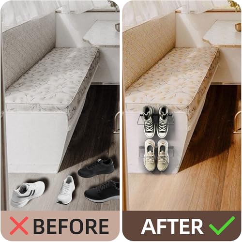 Foldable RV Shoe Rack - Wall Mounted Shoe Storage. | Car Shoe Holder Space Saver, Hanging Shoe Organizer for Various Shoes in Camping RV Travel, 2 Pack.