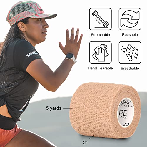OK TAPE Self Adherent Cohesive Bandages Wrap 12Packs 2" x 5 Yards | Non-Woven for Thumb Finger Wrist Ankle Self Adhesive Bandage Wrap Breathable Vet Wrap Bandages Tape (Bright Pink) - color: Bright Pink, size: 2 In x 5 Yards