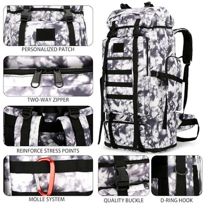 Hiking Backpack for Men 70L/100L Camping Backpack Military Rucksack Molle 3 Days Assault Pack for Climbing | Camping Backpack - color: 100l-blackwhite