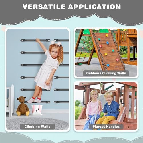 Dolibest 6 Pack 17-Inch Safety Handle, Heavy Duty Metal Safety Playground Handles, Indoor Monkey Bars, Playset Grab Handles for Kids Playhouse, Climbing Frame, Treehouse, Swing Set Accessories -Black - color: D:Black-17 Inch-6pcs
