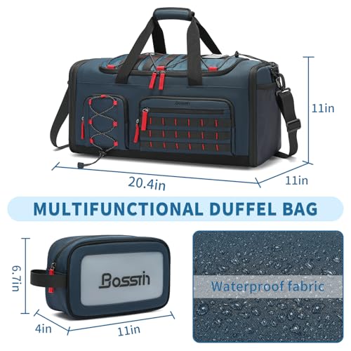 Bosstin Gym Bag for Men & Women,45L Travel Duffle Sports Duffel Bag Gym Weekender Overnight Backpack with Shoe Compartment (Blue) - color: 5Blue