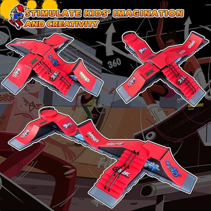 Finger Skateboard Ramps Set, 6 in 1 Fingerboard Skatepark Deck for Training Skate Park Kit with 6 Skateboards, 6 Fingerboard Ramps & Display Holder, Mini Finger Accessories Set Girls Boys Gifts