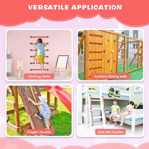 SELEWARE 30" Red Metal Playground Handles Playset Grab Bars Ladder Handle | 500LB 2Pcs Heavy Duty Steel Kids Playground Handles for Indoor/Outdoor Ladder Handrail Swing Set Treehouse Rock Climbing Wall - color: E: 30"-2 Pcs-red