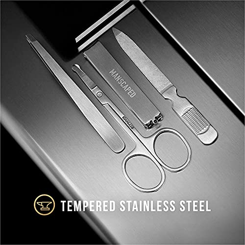 MANSCAPED® Shears 2.0 Tempered Stainless Steel Men's Nail Kit, Fingernail Clippers, Safety Scissors, Tweezers and Nail File, Travel Manicure Pedicure Set, 4-Piece Luxury Grooming Kit with Compact Case - size: The Shears 2.0