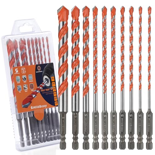 Concrete Carbide Drill Bits Hex Shank Masonry Cement Tile Drill Bit Set for Glass/Brick/Plastic/Cement/Tile 4mm-12mm (10PCS) - size: 4mm-12mm