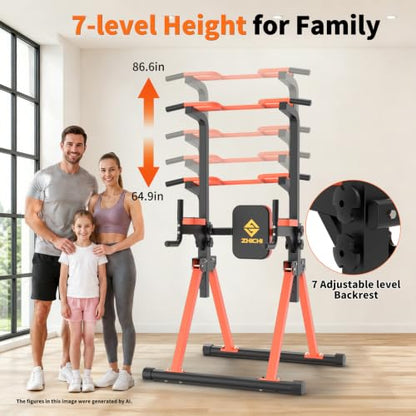 Z ZHICHI Foldable Pull-Up Dip Station Weight Capacity 400LBS - color: black