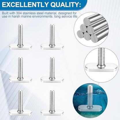 T Bolts for Kayak Track/Rail, Kayak Track Mount Accessories Screws 1 Inch Long, Nuts 1/2 Inch Wide, Kayak Hardware T-Slot Bolts 6 Pack - size: 1 Inch