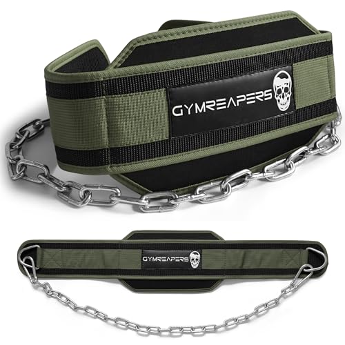 Gymreapers Dip Belt With Chain For Weightlifting, Pull Ups, Dips - Heavy Duty Steel Chain For Added Weight Training - color: Ranger Green