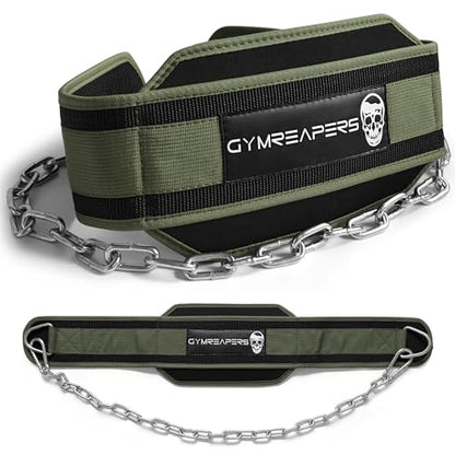 Gymreapers Dip Belt With Chain For Weightlifting, Pull Ups, Dips - Heavy Duty Steel Chain For Added Weight Training - color: Ranger Green