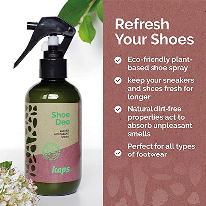 Kaps Eco-Friendly Shoe Deodorant | Odour Eliminator Spray for Sneakers, Trainers, Shoes | Plant-Based | 200ml Fresh Shoe Deodorizer Spray From Kaps | Made in Europe