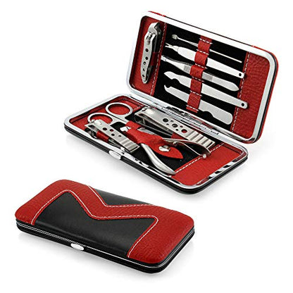 Manicure Pedicure Set Nail Clippers - 10 Piece Stainless Steel Manicure Kit - tools for nail, Cutter Kits - for women, men Includes Cuticle Remover with Portable Travel Case