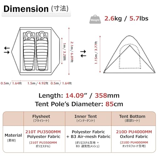 Azarxis 1 2 3 Person 3 Season Tent for Camping Backpacking Hiking Easy Set Up Waterproof Lightweight Professional Double Layer Aluminum Rod & Carry Bag - color: #1 Green - 2 Person - 4 Season