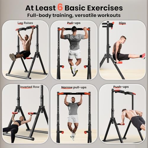 WATBKHE Power Tower Pull Up Dip Station Foldable, Pull Up Bar Station Adjustable, Multi-Function Home Gym, Strength Training Fitness Equipment, Triangular Design, for Home Outdoor - color: Black-Multifunction Bar