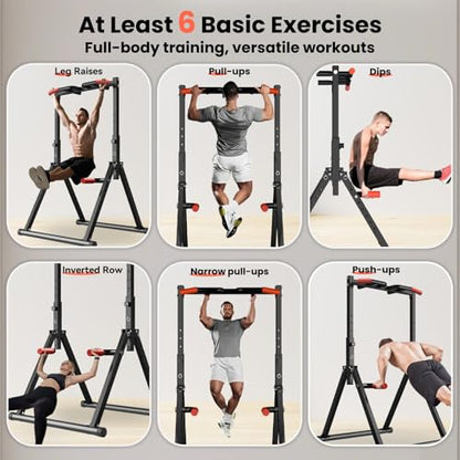 WATBKHE Power Tower Pull Up Dip Station Foldable, Pull Up Bar Station Adjustable, Multi-Function Home Gym, Strength Training Fitness Equipment, Triangular Design, for Home Outdoor - color: Black-Multifunction Bar