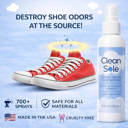 Shoe Odor Destroyer - Shoe Odor and Foot Odor Eliminating Spray Extra Strength Formula to Remove and Prevent Shoe Odors and Smells