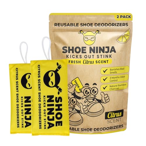 Shoe Ninja Shoe Deodorizer - Shoe Odor Elimination with Activated Charcoal, Versatile and Reusable Shoe Smell Remover, Boxing Glove Deodorizer, and Shoe Freshener, Great for Sports - 1 Pack Count of 2 - size: 1 Count (Pack of 2)