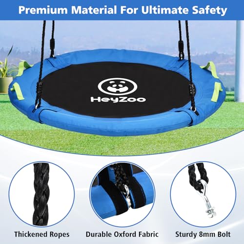 HeyZoo 48 Inch Tree Swing, Larger Saucer Swing for Whole Family, Blue | 900lbs Weight Capacity, with Adjustable Hanging Straps, for Backyard and Playground - size: 48 Inch