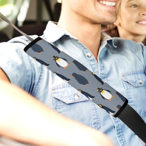 2PCS Watercolor Penguin Grey Car Seat Belt Pad Universal Soft and Comfortable Harness Pads Strap for Kids, Car Seats Pushchair Strollers High Chair Pushchair - color: Pattern 1159