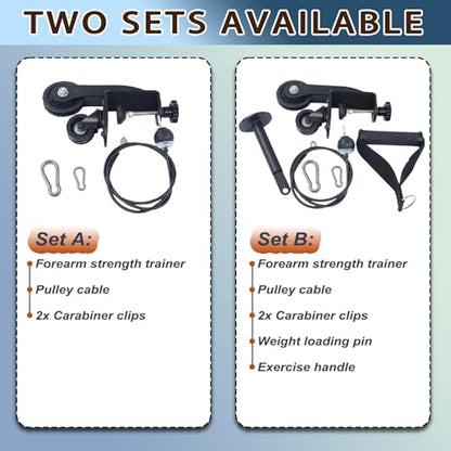 Forearm Strengthener - RISANXUN Wrist Strength Trainer for Tabletop - Adjustable Arm Wrestling Training Pulley System with Weight Loading Pin for Home Gym (Set B)