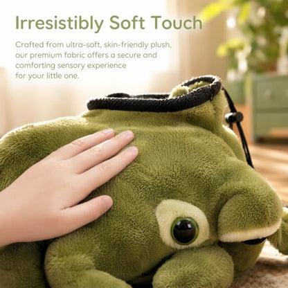 Cute Frog Plush Climbing Chalk Bag, Soft Animal Magnesium Powder Pouch with Drawstring Closure & Hanging Loop, Portable Chalk Bucket for Bouldering, Weightlifting, Gym Training & Outdoor Sports