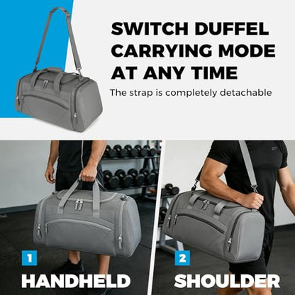 Uarition Mens Gym Bag, 55L Large Sports Duffle Bags, Workout Bags Lightweight, Dark Grey | For Travel, Carry On Weekender - color: Dark Grey