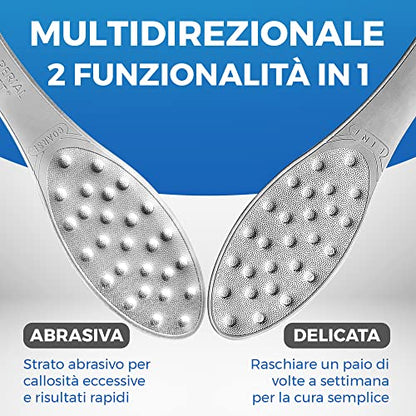 Stainless Steel Foot Scraper | Professional Double-Sided Foot File Callus Remover for Feet | Foot Rasp Scrubber for Wet Or Dry Skin | Easy to Clean Pedicure Tool, Heel Grater for Feet