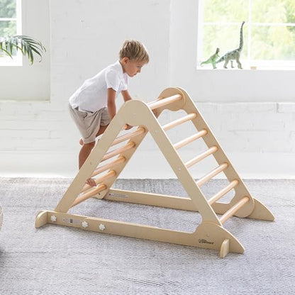 Little Partners Learn 'N Climb Foldable Wooden Climbing Triangle, Wood Climbing Gym for Toddlers, Triangle Climber for Skill-Building and Active Play, Natural - color: Natural