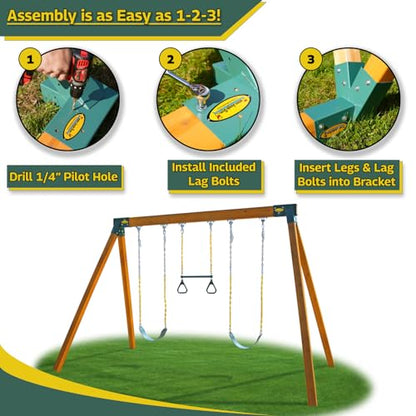 Eastern Jungle Gym Easy 1-2-3 A-Frame Swing Set Bracket, Green | Heavy Duty Swingset Bracket for Easy, Simple Installation | DIY Swing Set Part to Build Playground Sets for Backyards - style: A-Frame Swing Set Bracket