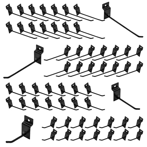 60Pcs 2/4/6/8 Inch Black Slatwall Panel Hooks Assortment Set, Metal Slat Wall Hanging Display Hanger Hooks, Pegboard Organizer for Gridwall Garage Shop Retail - color: Black, size: 2/4/6/8 Inches